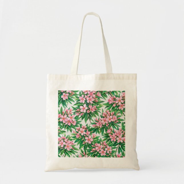 Bolsa Tote Padrão Floral Botânico Oleandro Rosa (Frente)