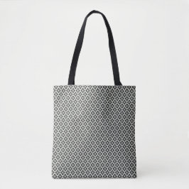 Bolsa Tote Padrão Floral Branco e Preto Sem Olho