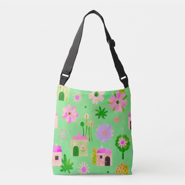 Bolsa Tote Padrão Floral Caprichoso da Vila (Frente)