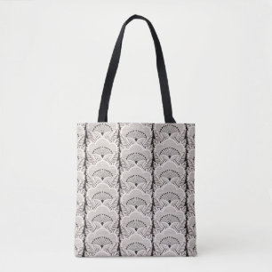 Bolsa Tote Padrão Floral Chinês Preto E Branco Japonês