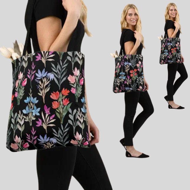 Bolsa Tote Padrão Floral Colorido (Criador carregado)