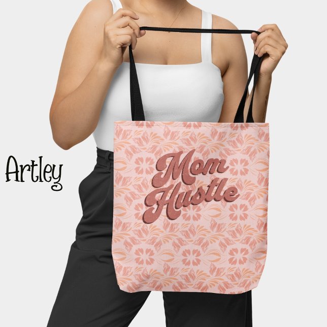 Bolsa Tote Padrão floral cor-de-rosa mãe Hustle (Criador carregado)