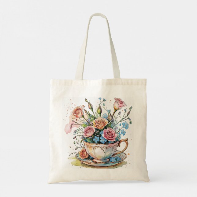 Bolsa Tote Padrão Floral da Vinha - Boho (Verso)