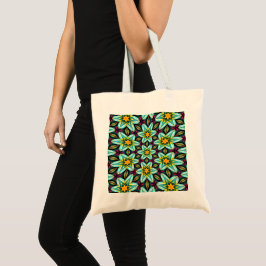 Bolsa Tote Padrão Floral das Estrelas Verdes