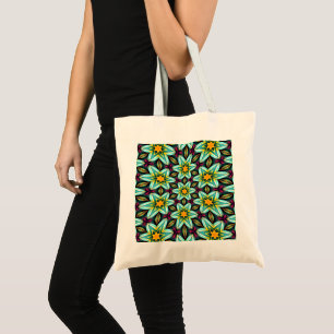 Bolsa Tote Padrão Floral das Estrelas Verdes