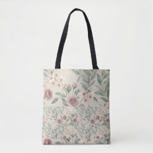 Bolsa Tote Padrão Floral de Aquarela Botânica Boho Moody