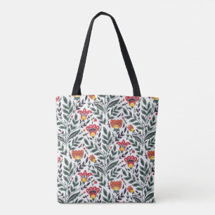 Bolsa Tote Padrão floral de arte popular