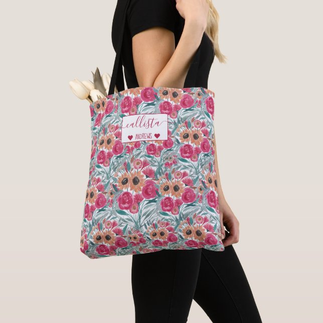 Bolsa Tote Padrão Floral de Cobra Selvagem de Girassol (Close Up)