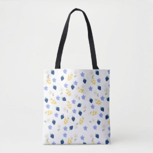 Bolsa Tote Padrão Floral de Flor Silvestre e Amora