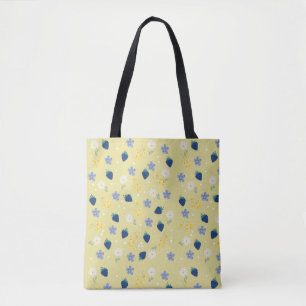 Bolsa Tote Padrão Floral de Flor Silvestre e Amora