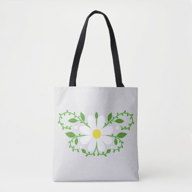 Bolsa Tote Padrão floral de margarida (Frente)
