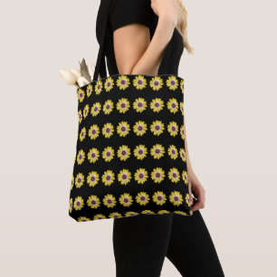 Bolsa Tote Padrão Floral de Margarida Africana Amarela em Pre