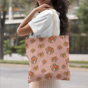 Bolsa Tote padrão floral de margarida com olho preto
