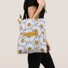 Bolsa Tote Padrão Floral de Margarida Moderna Personalizada