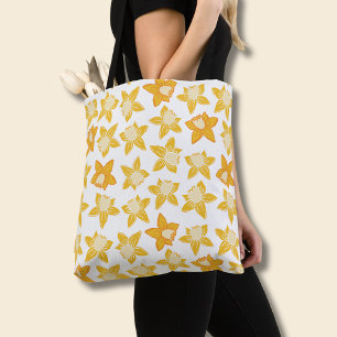 Bolsa Tote Padrão Floral de Narciso Amarelo de Primavera