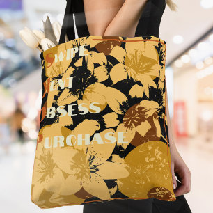 Bolsa Tote Padrão Floral de ouro Vintage