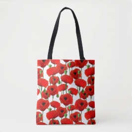 Bolsa Tote Padrão Floral de Papas Vermelhas