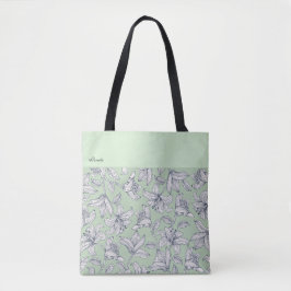Bolsa Tote Padrão Floral de Sage Personalizado