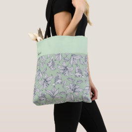Bolsa Tote Padrão Floral de Sage Personalizado