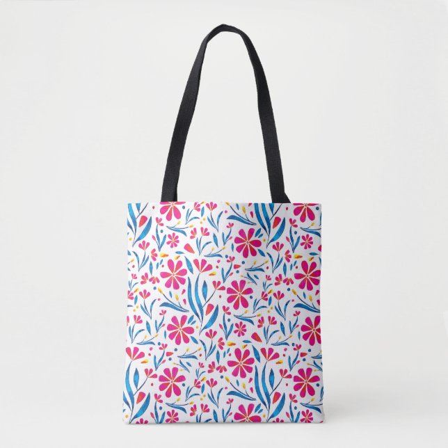 Bolsa Tote Padrão Floral de Uplifting por Aquarela (Frente)