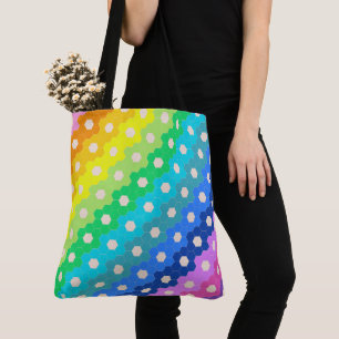 Bolsa Tote Padrão Floral do Hexágono Geométrico do Arco-Íris