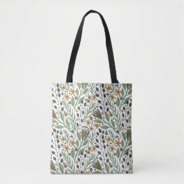 Bolsa Tote Padrão Floral do Sonho Verde