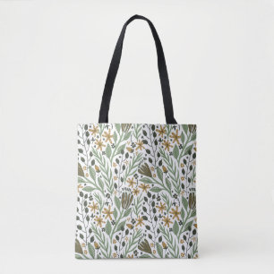 Bolsa Tote Padrão Floral do Sonho Verde