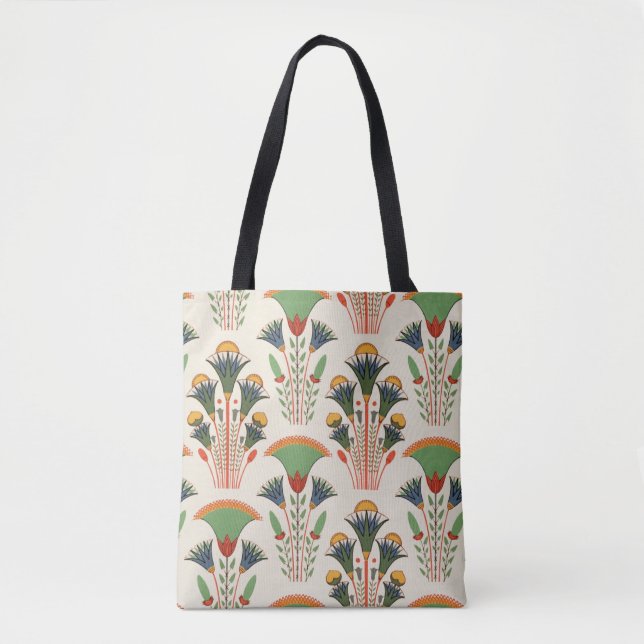 Bolsa Tote Padrão floral egípcio antigo sem costura (Frente)