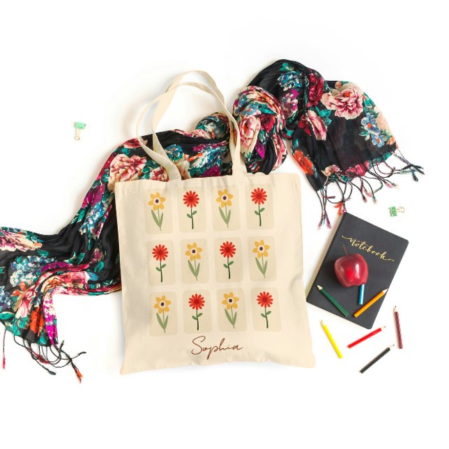 Bolsa Tote Padrão Floral Elegante (Criador carregado)