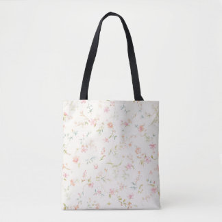 Bolsa Tote Padrão Floral em Aquarela Delicada | Flor de Rosa 