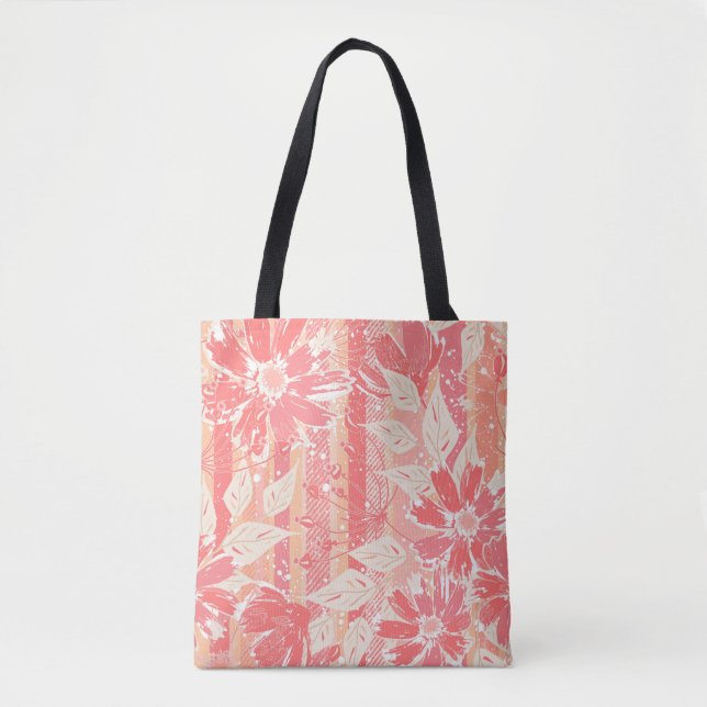 Bolsa Tote Padrão floral em tons de pêssego modernos (Frente)