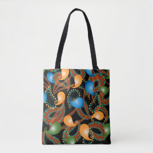 Bolsa Tote Padrão floral étnico colorido 3d Paisley sem costu
