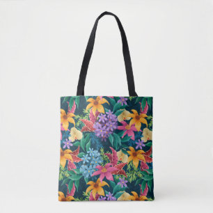 Bolsa Tote Padrão Floral Exótico Pintado À Mão