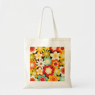 Bolsa Tote Padrão Floral Fofo Colorido Retro