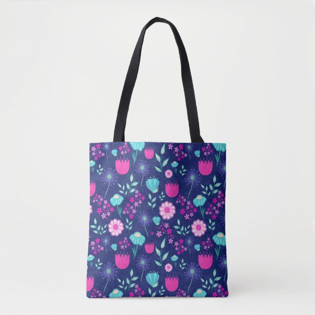 Bolsa Tote Padrão floral fofo de fundo (Frente)