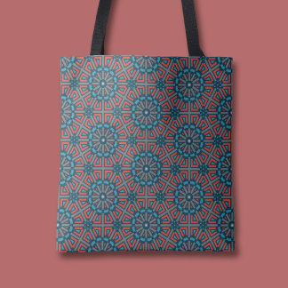 Bolsa Tote Padrão Floral Geométrico Antiquado