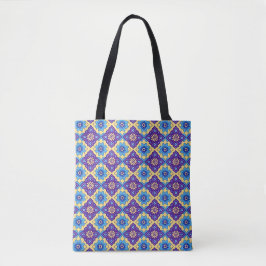 Bolsa Tote Padrão Floral Geométrico Retrogeométrico Vibrante