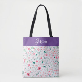 Bolsa Tote Padrão Floral Ilustrado de Coloração de outono Bon
