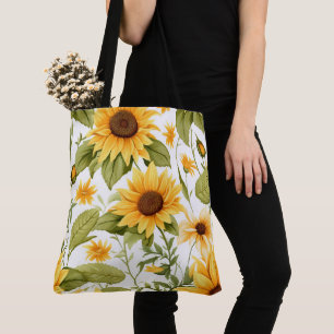 Bolsa Tote Padrão Floral Invisível, Sol e Visitas