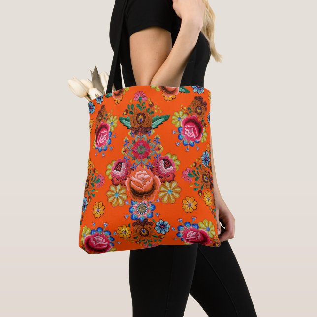 Bolsa Tote Padrão Floral Japonês  (Close Up)