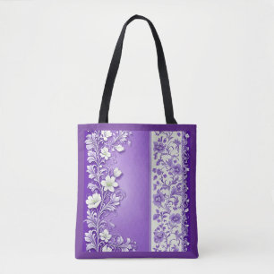 Bolsa Tote Padrão floral Lilac-Purple