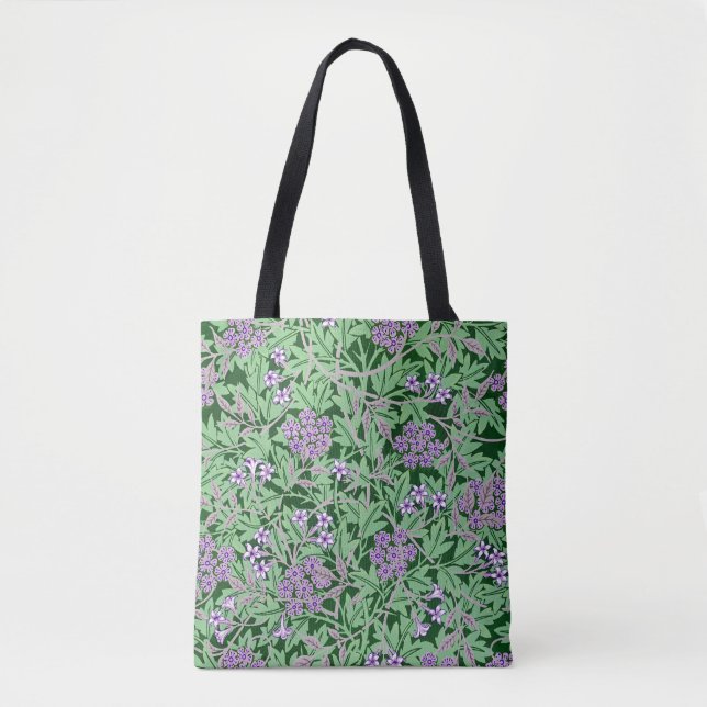 Bolsa Tote Padrão floral lilás e verde (Frente)