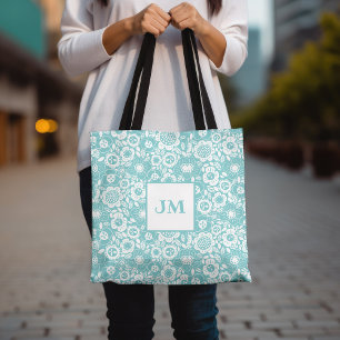 Bolsa Tote Padrão Floral Mod com Iniciais