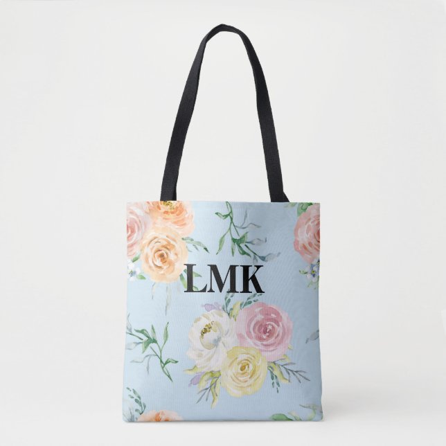 Bolsa Tote Padrão Floral Monograma (Frente)