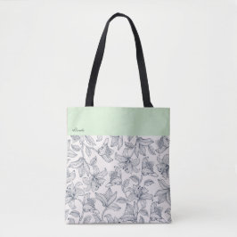 Bolsa Tote Padrão Floral Nome Personalizado