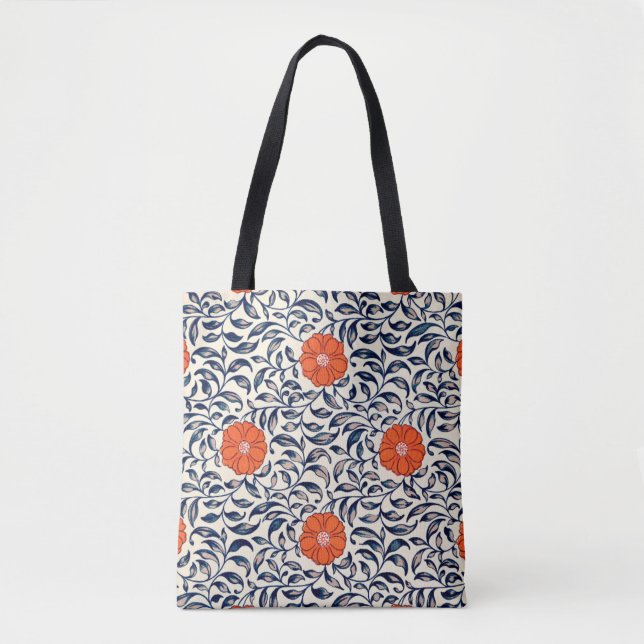 Bolsa Tote Padrão Floral Ornamental (Frente)