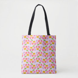 Bolsa Tote Padrão Floral Pastel Adorável Rosa Macio Feminino