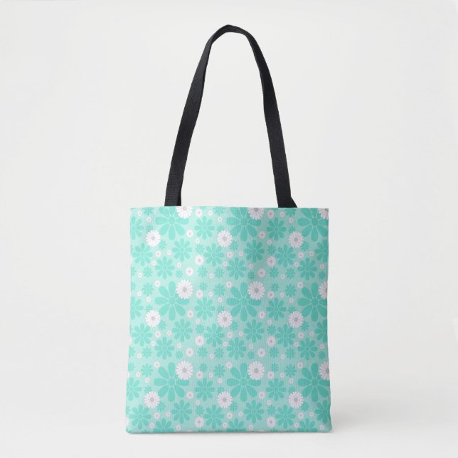Bolsa Tote Padrão Floral Pastel MINT (Frente)