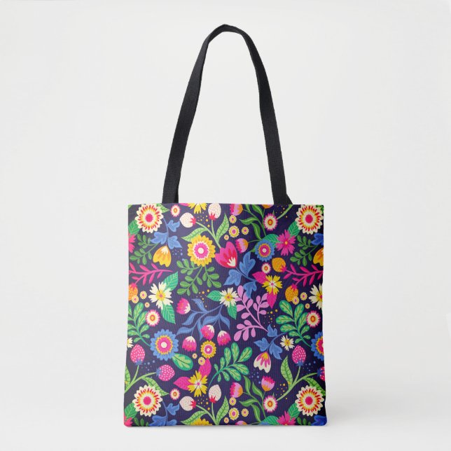 Bolsa Tote Padrão Floral Pintado Exótico-48330 (Frente)