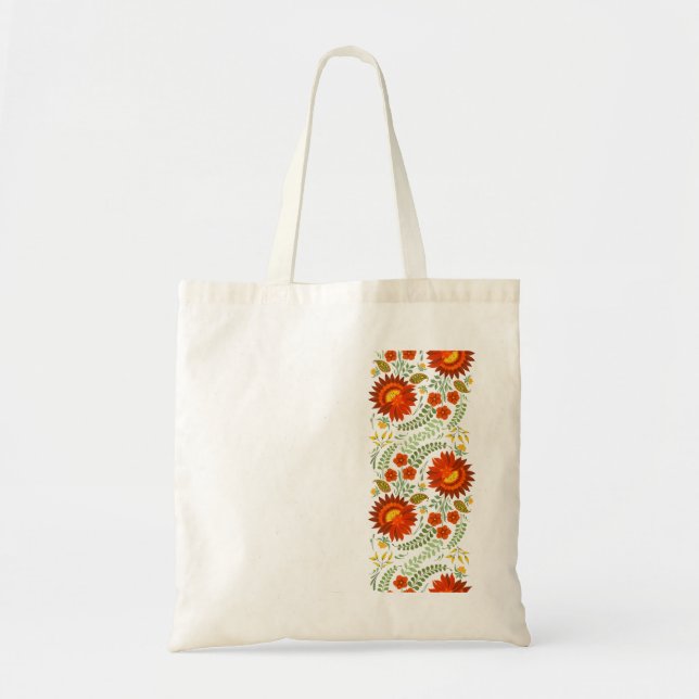 Bolsa Tote Padrão floral popular ucraniano. Ucrânia (Frente)